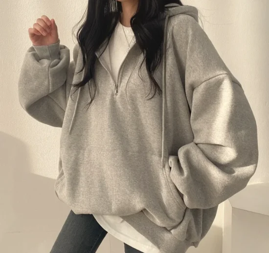 Oversized Half Zip Up Hoodie