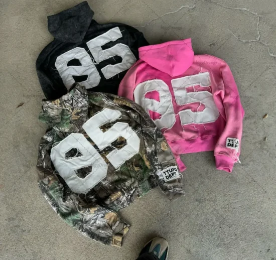 Distressed Street Patched Hoodie
